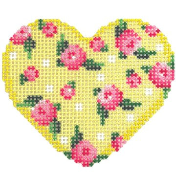 Scattered Roses on Yellow Mini Heart