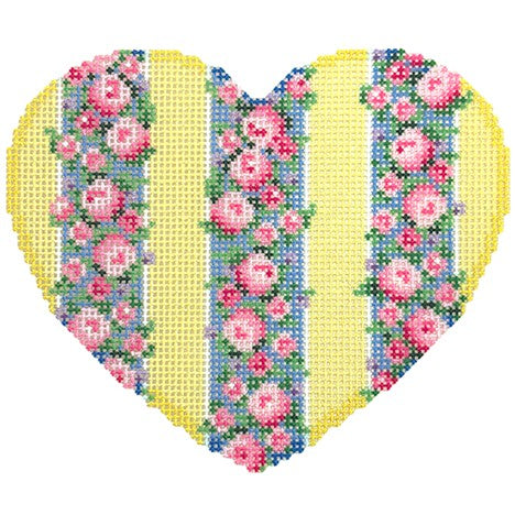 Three Vertical Rose Border Lg Heart