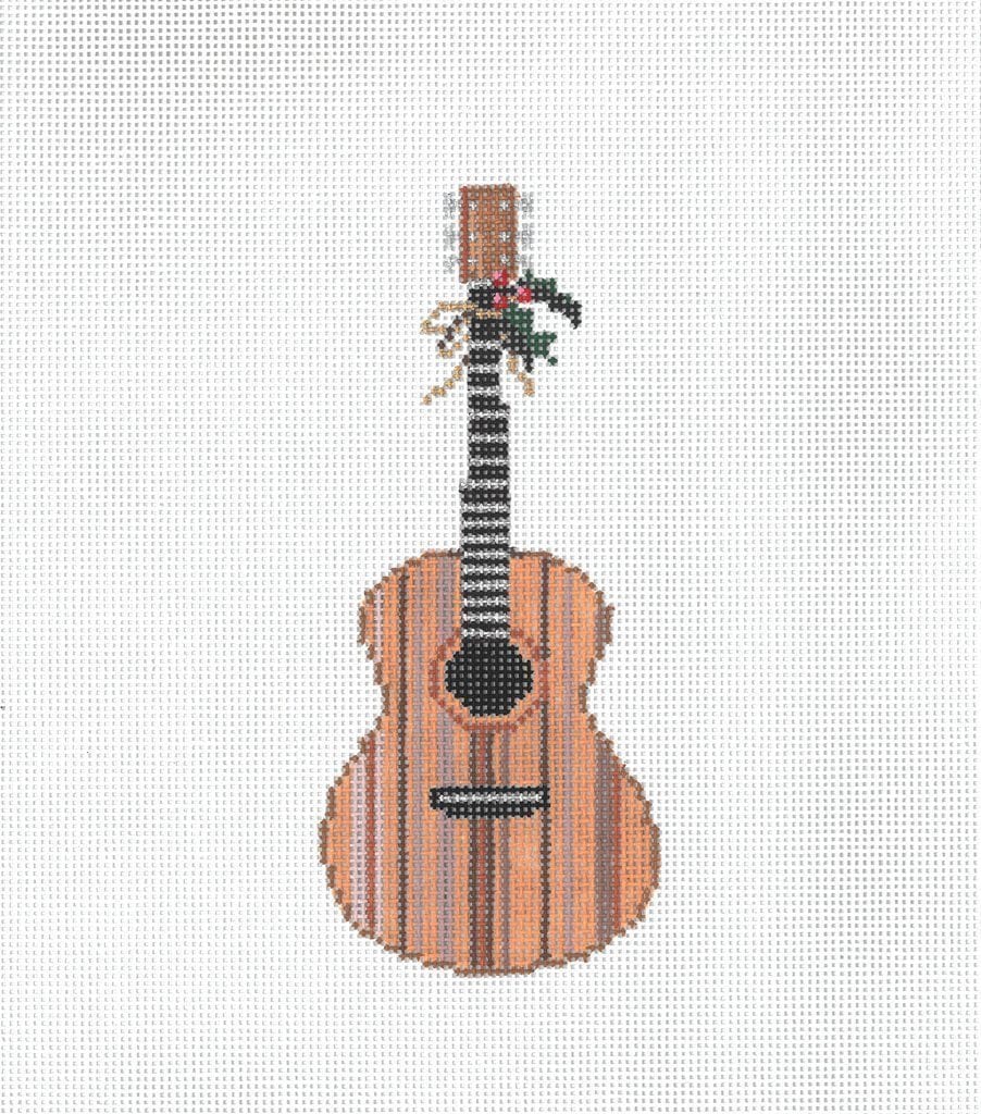 Ornament Acoustic Guitar - Garden Gate Needlepoint