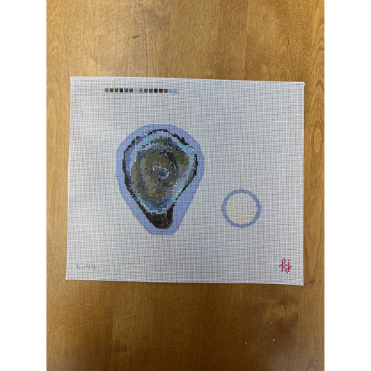 Oyster Scissor Case and Pearl Fob - Garden Gate Needlepoint