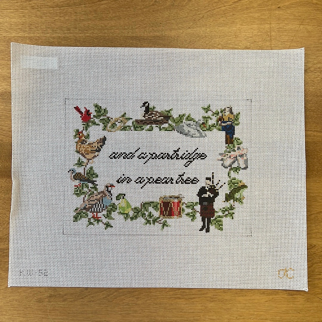 Partridge in a Pear Tree Sign - Garden Gate Needlepoint