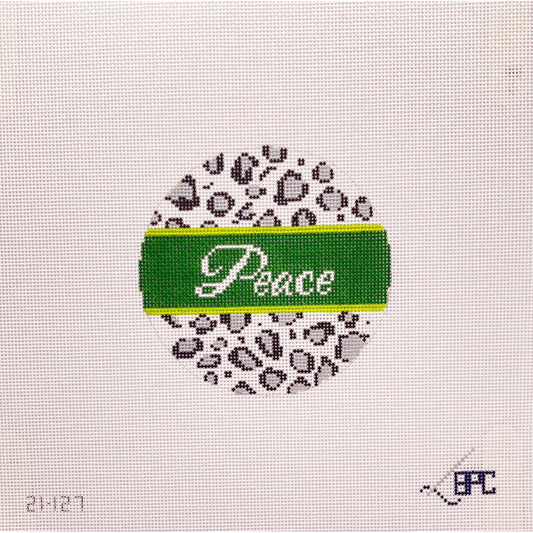 Peace Animal Print 4"� round - Garden Gate Needlepoint