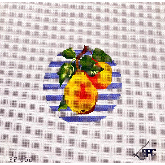 Pears 4"� round - Garden Gate Needlepoint