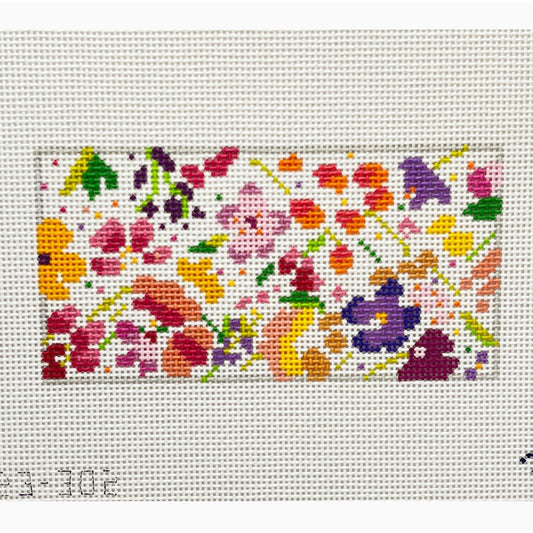 Peppy Floral 3 x 6" rectangle - Garden Gate Needlepoint