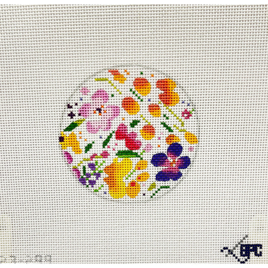 Peppy Floral 4" Round - Garden Gate Needlepoint