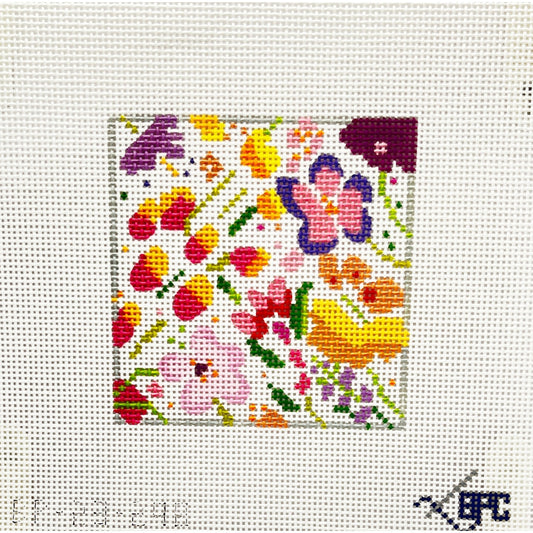 Peppy Floral 4" square - Garden Gate Needlepoint