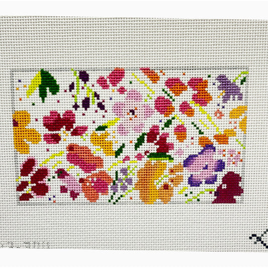 Peppy Floral 4 x 7" rectangle - Garden Gate Needlepoint