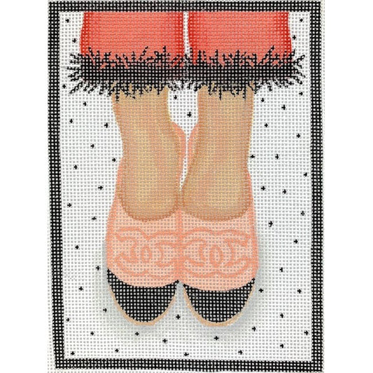 Pink Channel Shoes Canvas - Garden Gate Needlepoint