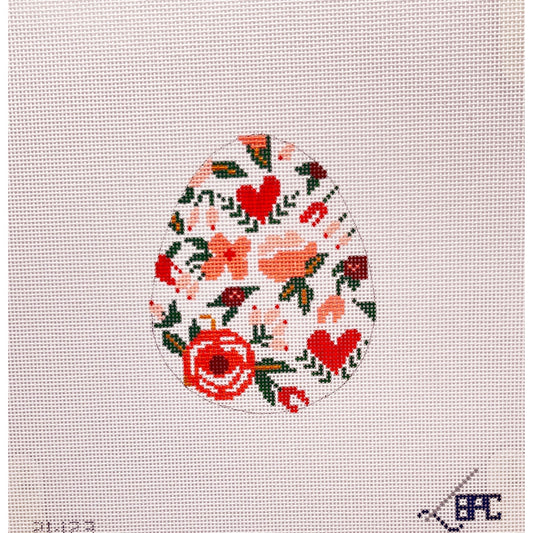 Pink Floral Egg - Garden Gate Needlepoint