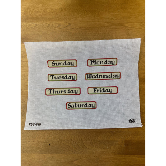 Pink/Green Perpetual Calendar Days - Garden Gate Needlepoint