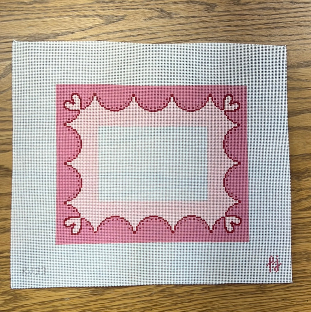 Pink Scallop Frame - Garden Gate Needlepoint