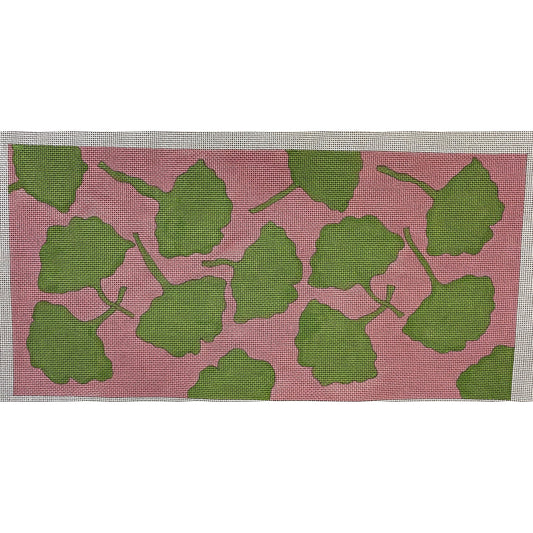 Pink and Green Leaves Canvas - Garden Gate Needlepoint