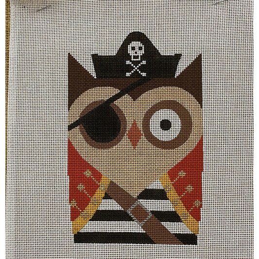 Pirate Owl canvas - Garden Gate Needlepoint