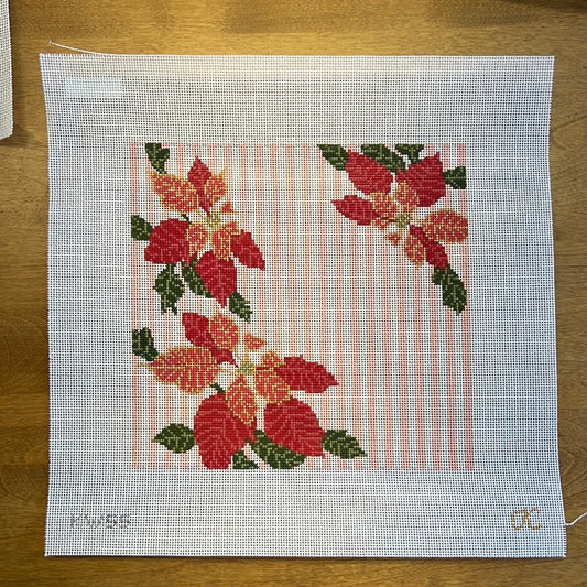 Poinsettia Pillow - Garden Gate Needlepoint