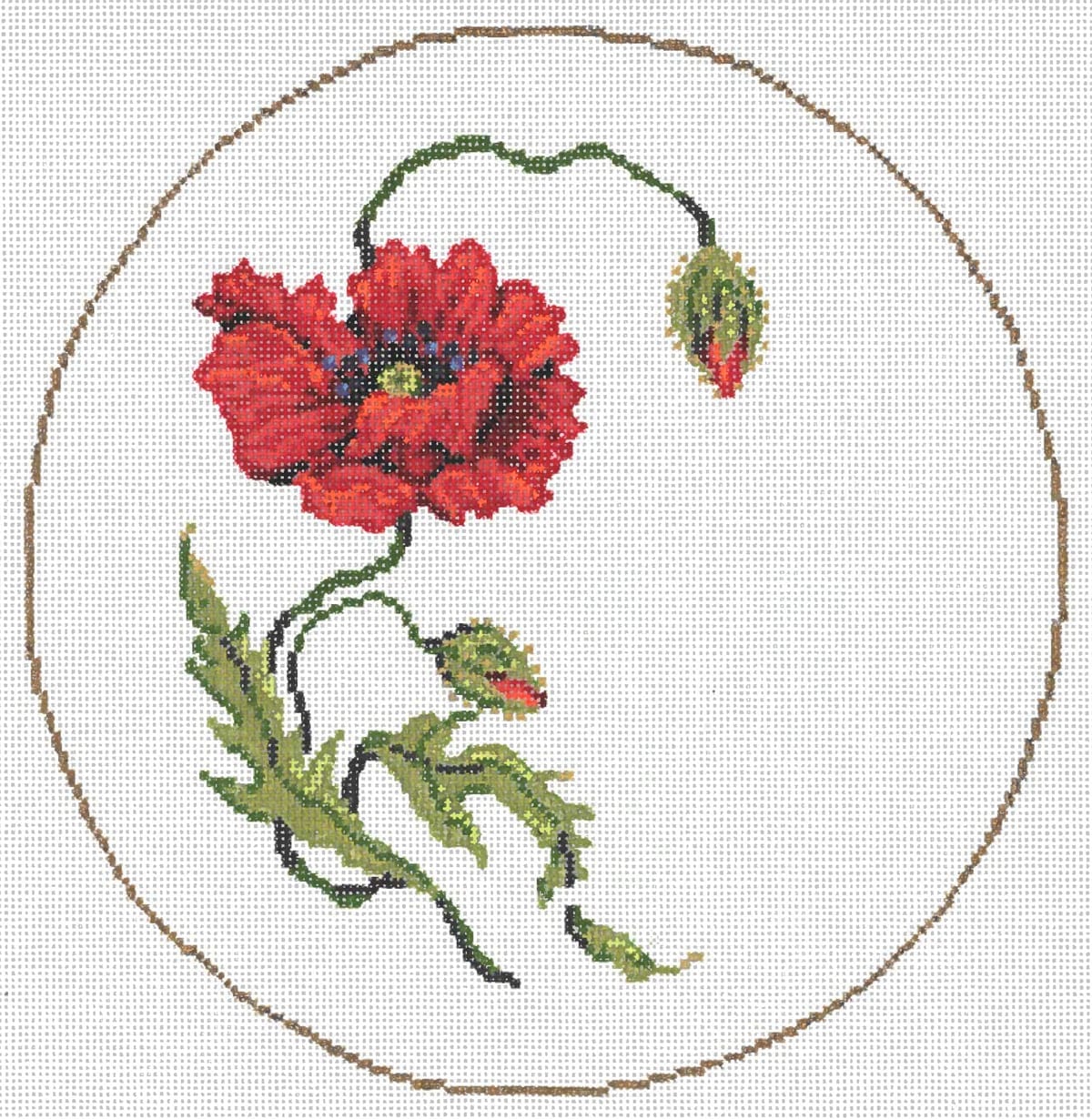 Poppy Round - Garden Gate Needlepoint