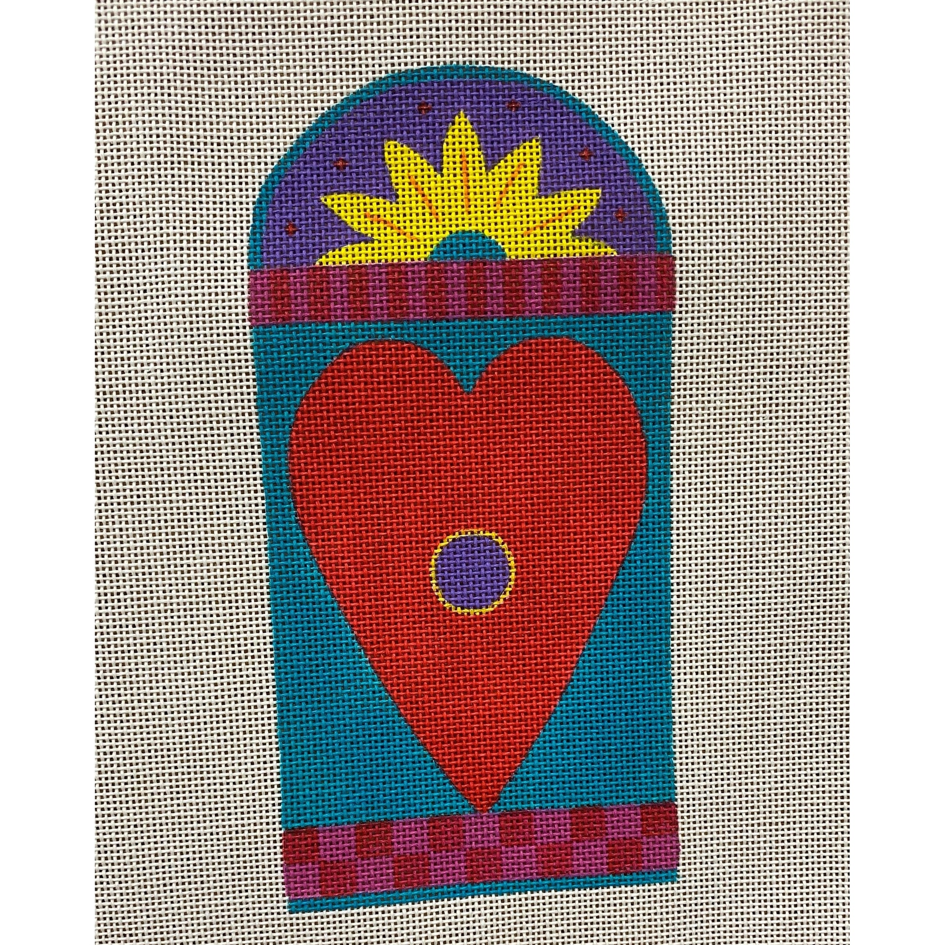 Red Heart Eyeglass Case - Garden Gate Needlepoint