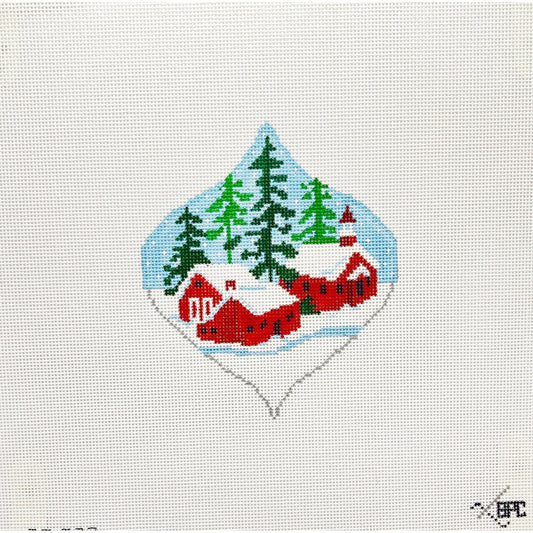 Red Village Ornament - Garden Gate Needlepoint