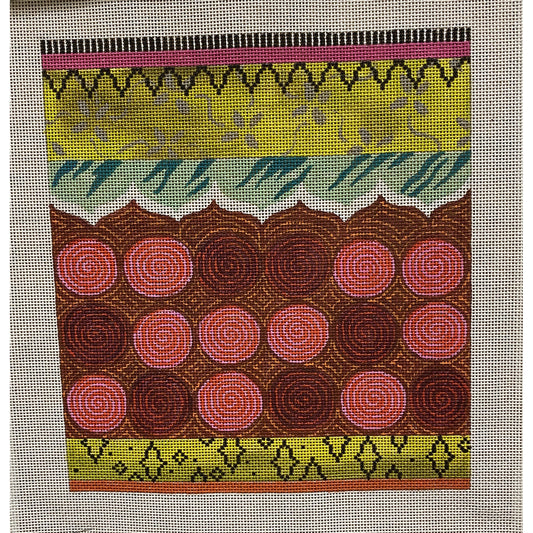 Red and Brown Design canvas - Garden Gate Needlepoint