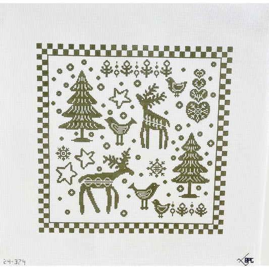 Reindeer Pillow - Garden Gate Needlepoint