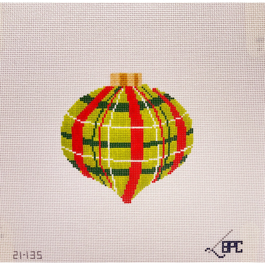 Retro Red/Green Plaid Ornament - Garden Gate Needlepoint