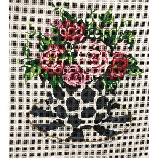 Rosy Pot Canvas - Garden Gate Needlepoint