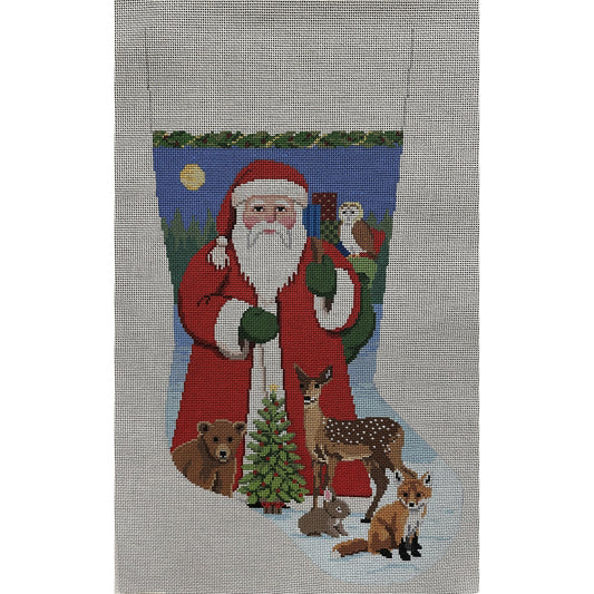 Santa with Animal Stocking - Garden Gate Needlepoint