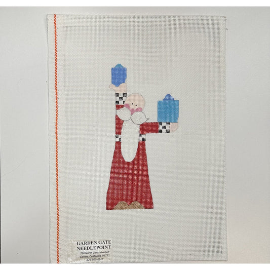 Santa with Stitch Guide Canvas - Garden Gate Needlepoint