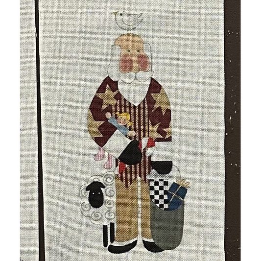 Santa with sheep Canvas - Garden Gate Needlepoint