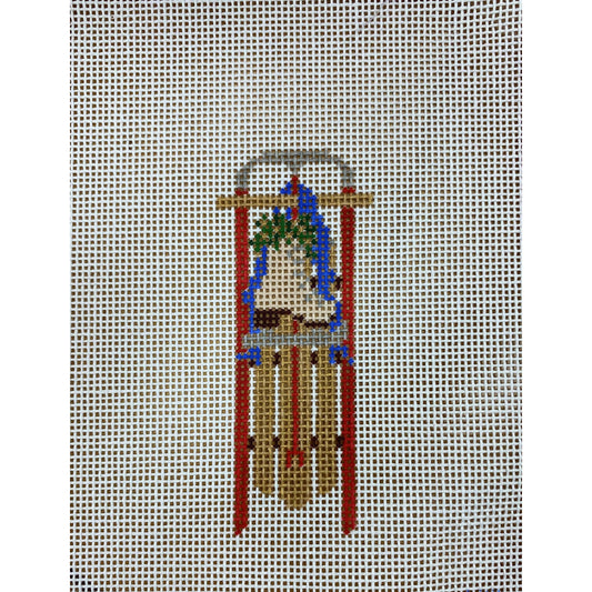 Sled with Skate Ornament - Garden Gate Needlepoint