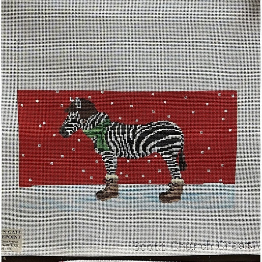 Snow Zebra Canvas - Garden Gate Needlepoint