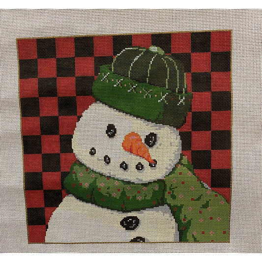Snowman with Green Hat Canvas - Garden Gate Needlepoint