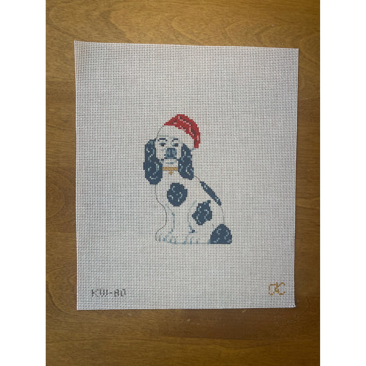 Staffy with Santa Hat - Garden Gate Needlepoint