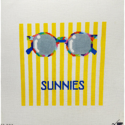 Sunnies Yellow stripe eyeglass case - Garden Gate Needlepoint
