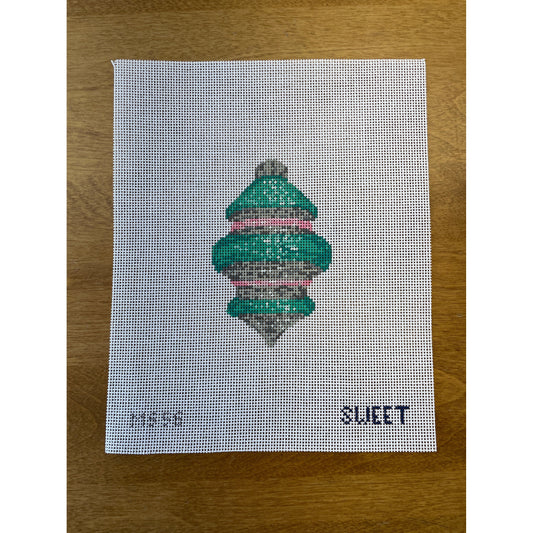 Teal/Silver Shiny Bright Ornament - Garden Gate Needlepoint