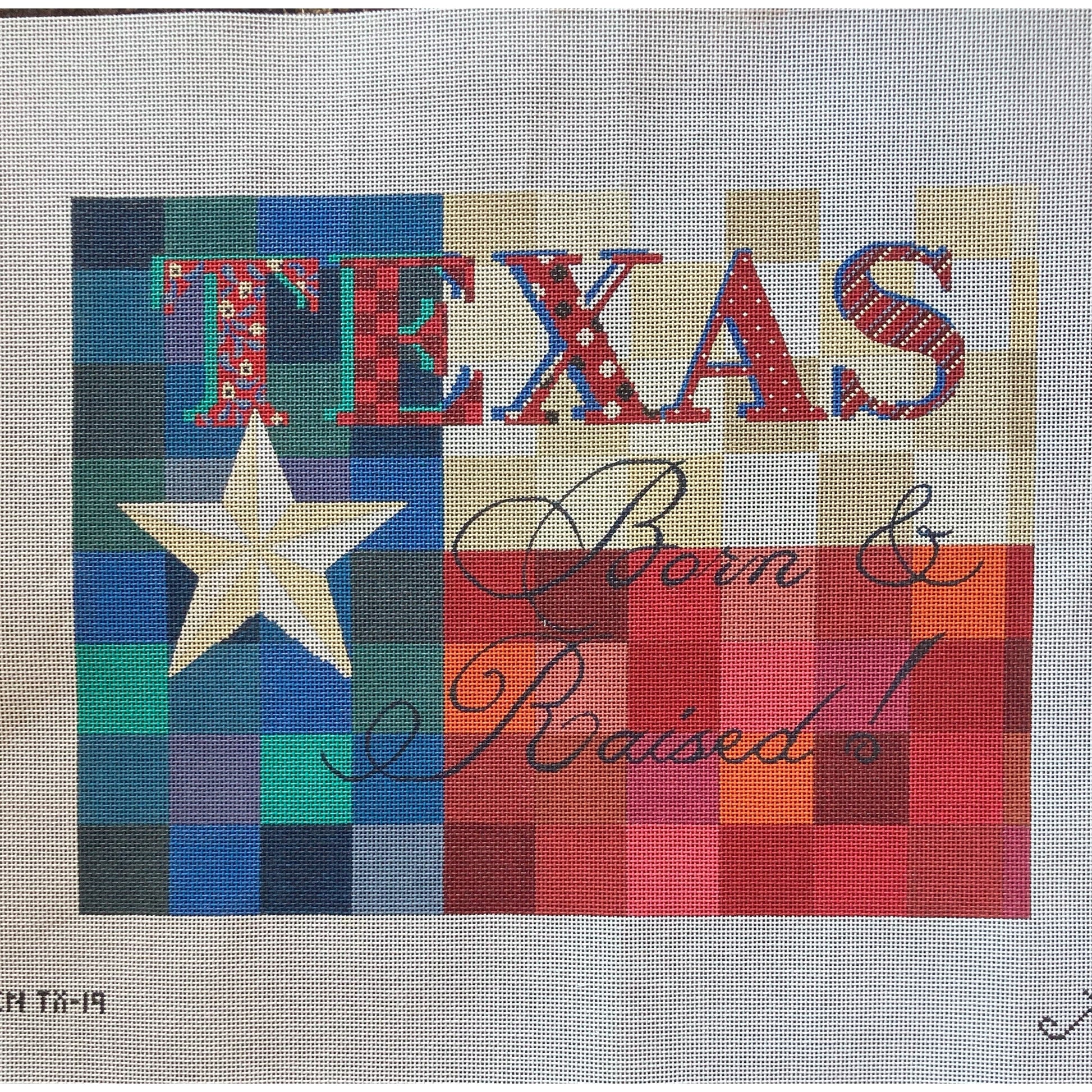 Texas Born & Raised Canvas - Garden Gate Needlepoint