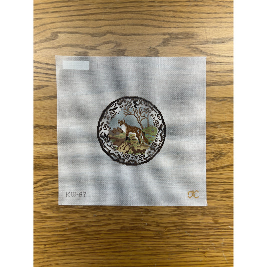 Transferware Fox Plate - Garden Gate Needlepoint