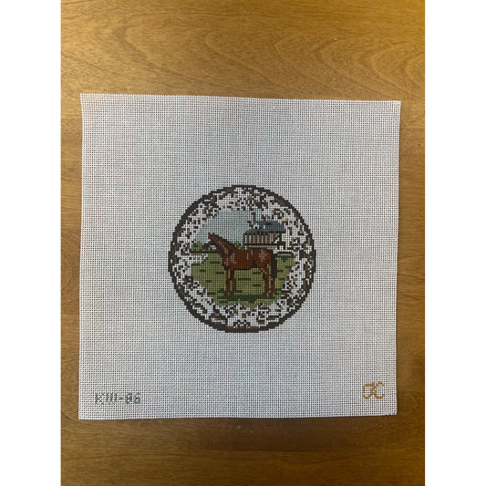 Transferware Horse Plate - Garden Gate Needlepoint