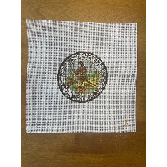 Transferware Pheasant Plate - Garden Gate Needlepoint
