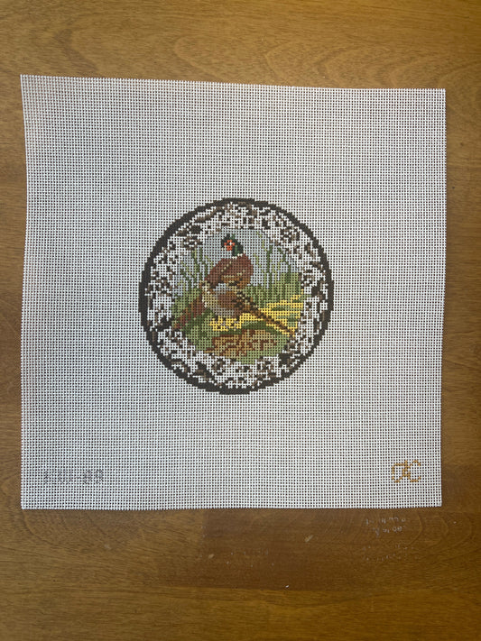 Transferware Pheasant Plate - Garden Gate Needlepoint