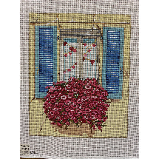 Window Flower Box canvas - Garden Gate Needlepoint