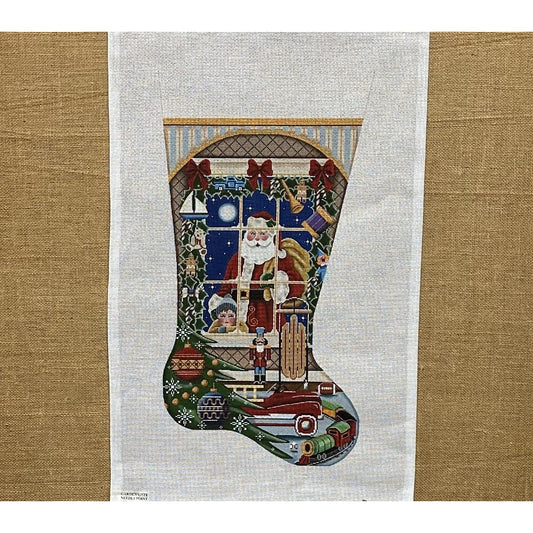 Window Santa Stocking - Garden Gate Needlepoint