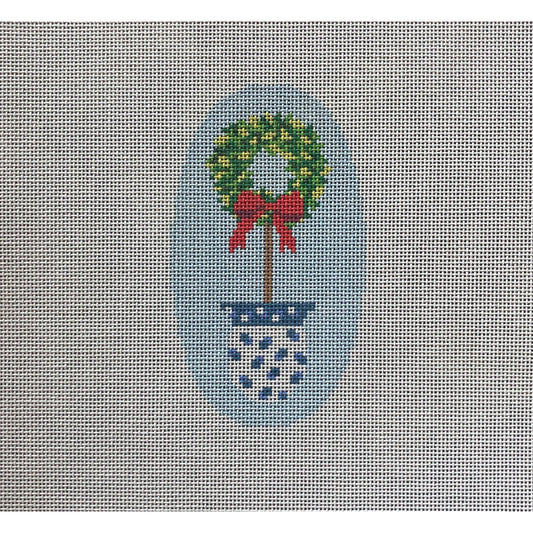 Wreath Topiary Canvas - Garden Gate Needlepoint