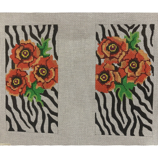 Zebra Print & Flowers Eyeglass Case - Garden Gate Needlepoint