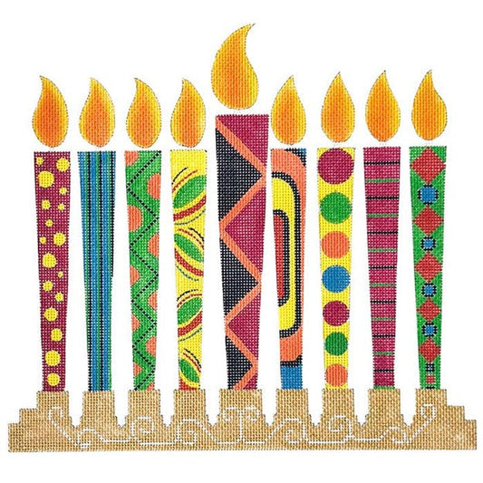 Colors of Hanukkah Menorah | Garden Gate Needlepoint