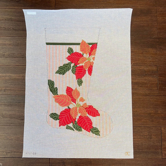 Poinsettia Stocking - Garden Gate Needlepoint